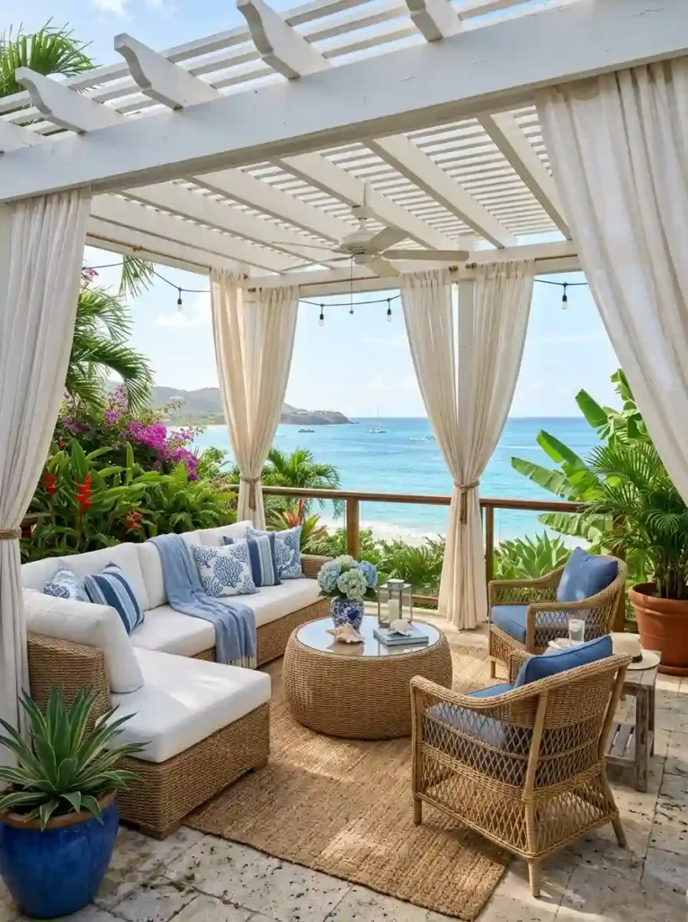 Coastal White Pergola Roof