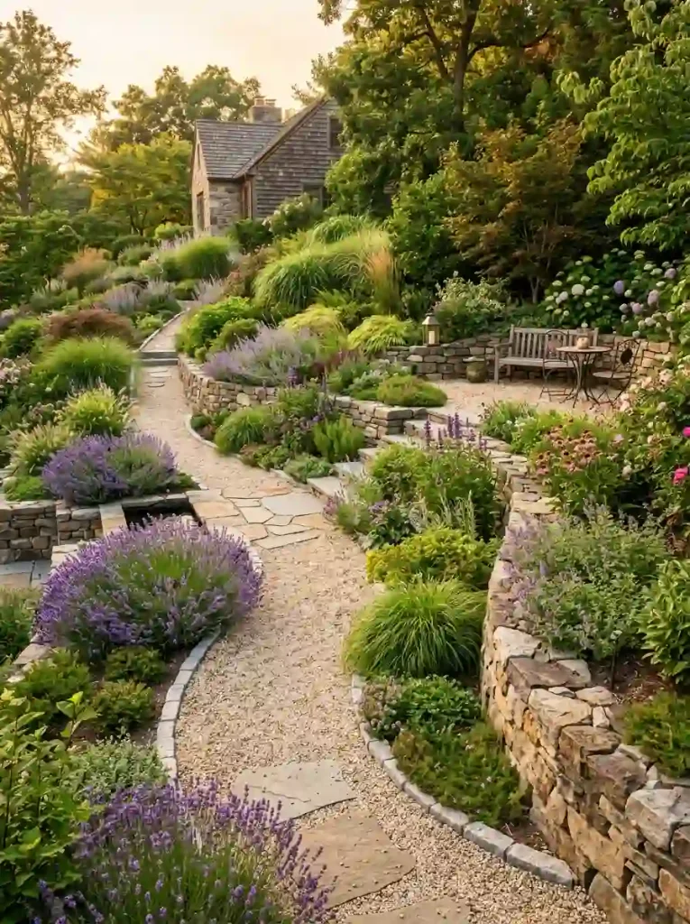 Curved Hillside Pathway