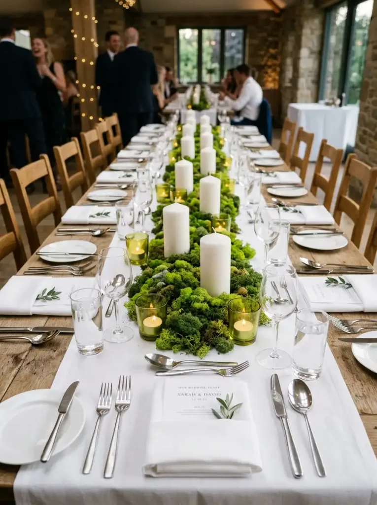 11. Minimalist Moss & Chartreuse Candlelight Bar