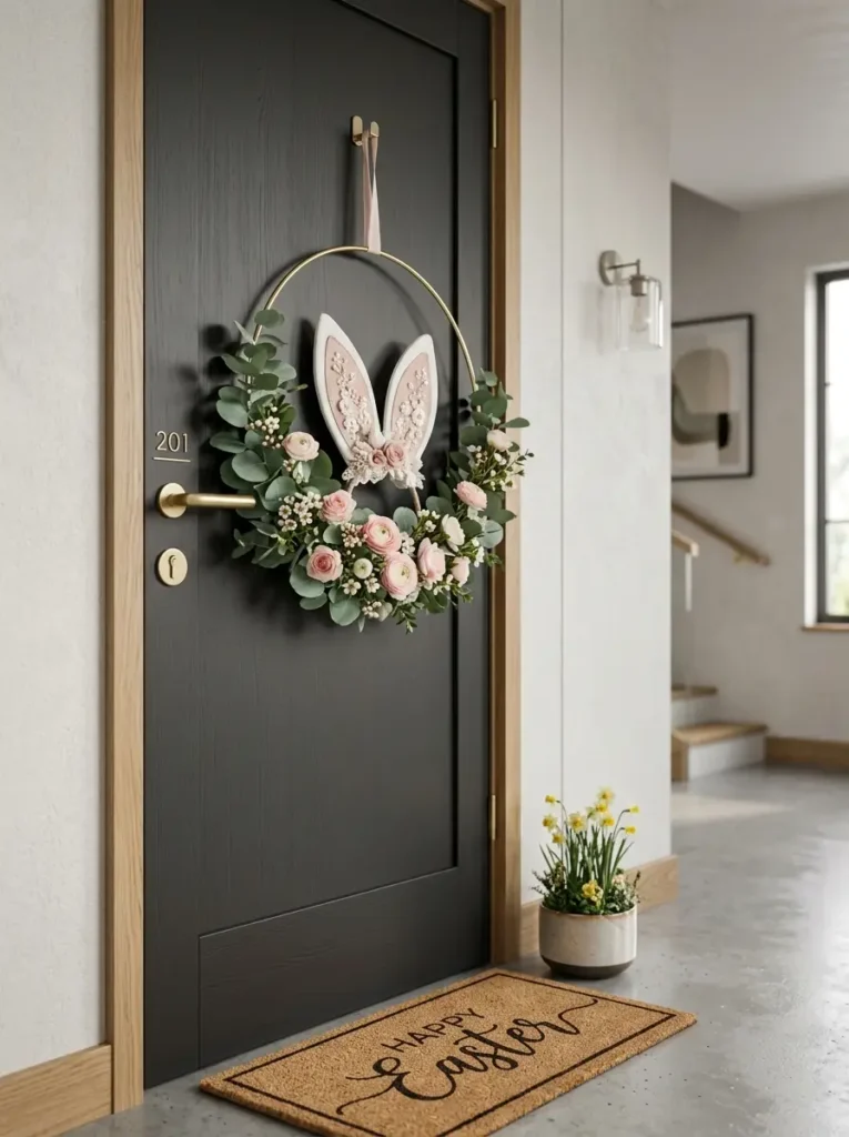 Bunny Ear Floral Hoop Wreath