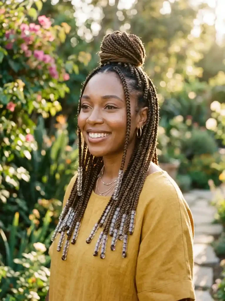 Half-Up, Half-Down Beaded Braids