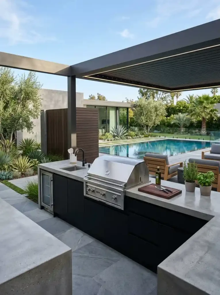  Minimalist Concrete Outdoor Kitchen