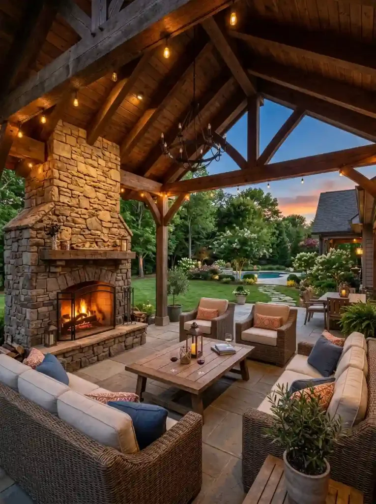  Covered Patio with Outdoor Fireplace