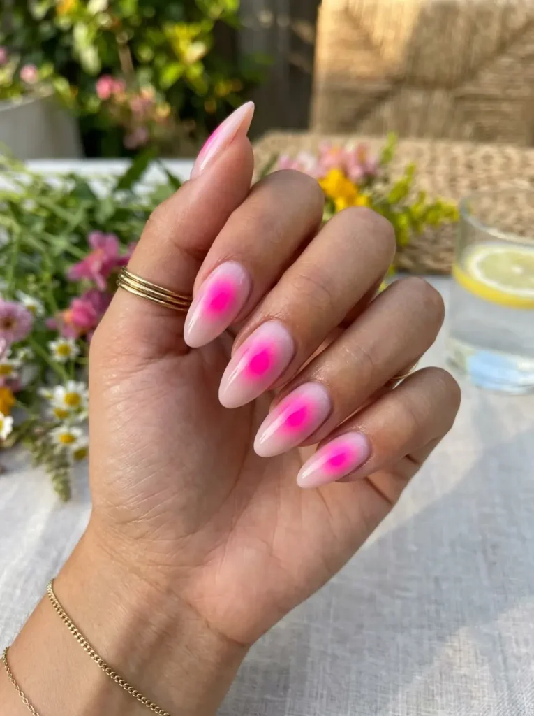 Electric Neon Pink Aura Nails
