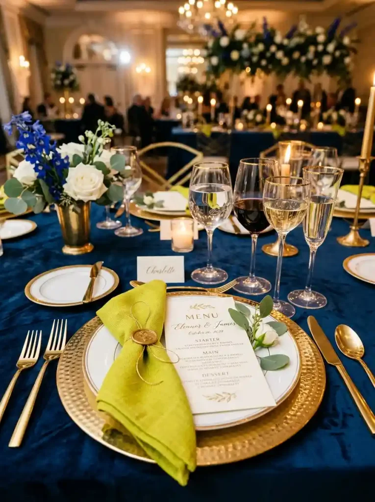 Chartreuse & Midnight Blue Place Settings