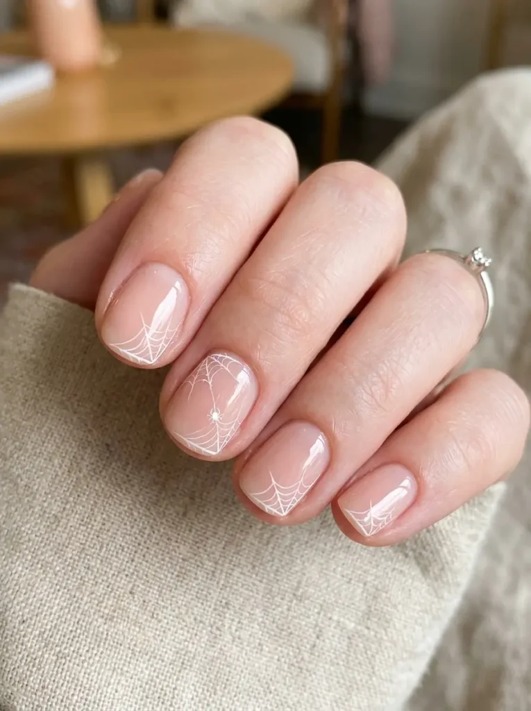 Sheer Nude with Delicate White Cobwebs