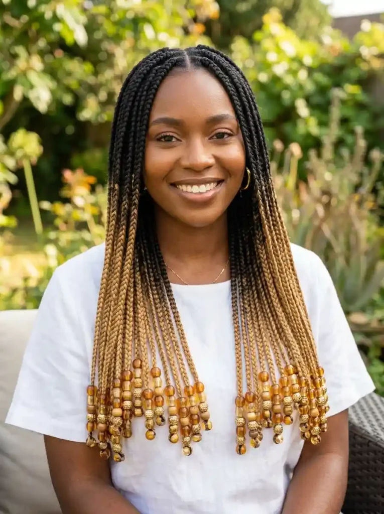 Ombre Braids with Matching Color-Coordinated Beads