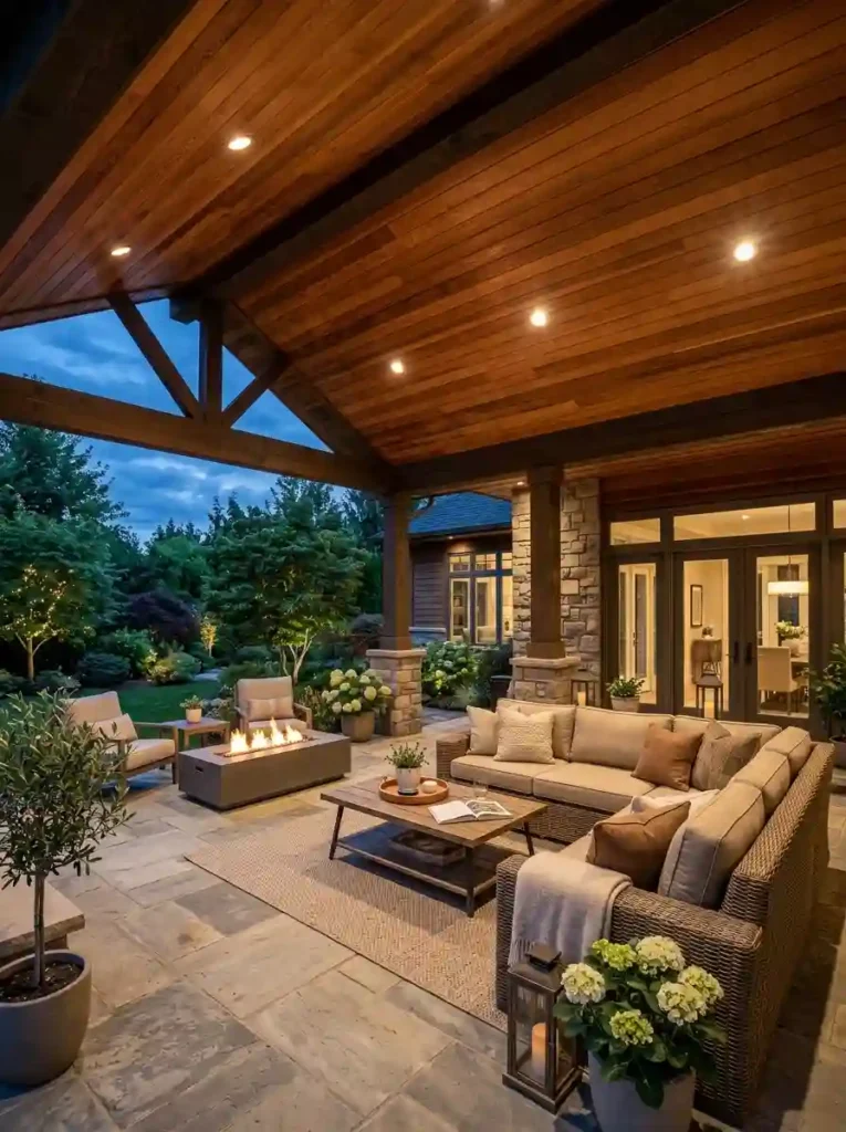  Wood Ceiling with Recessed Lighting
