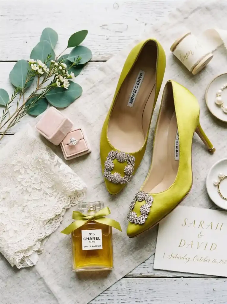  Chartreuse Bridal Shoes & Accessory Accents
