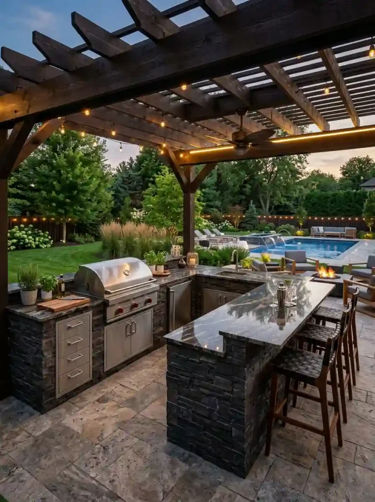  L-Shaped Outdoor Kitchen Layout