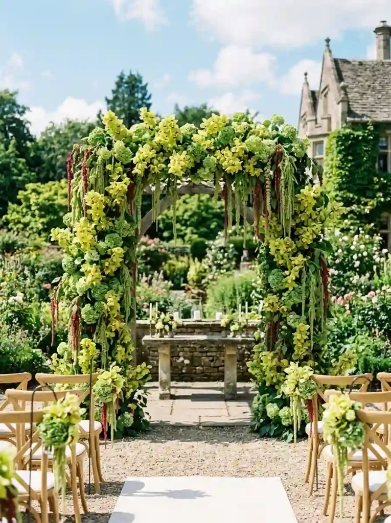 Cascading Chartreuse Cymbidium Orchid Arch