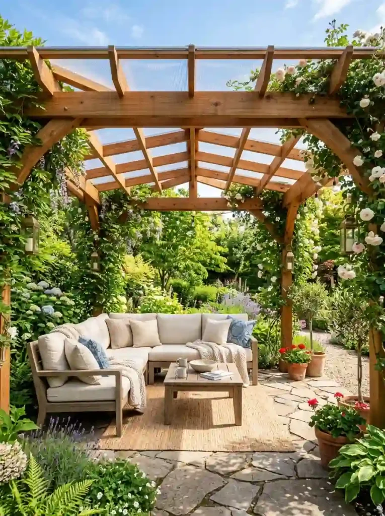 Cedar Pergola with Polycarbonate Roof