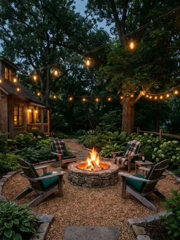 Cozy Gravel Fire Pit Area