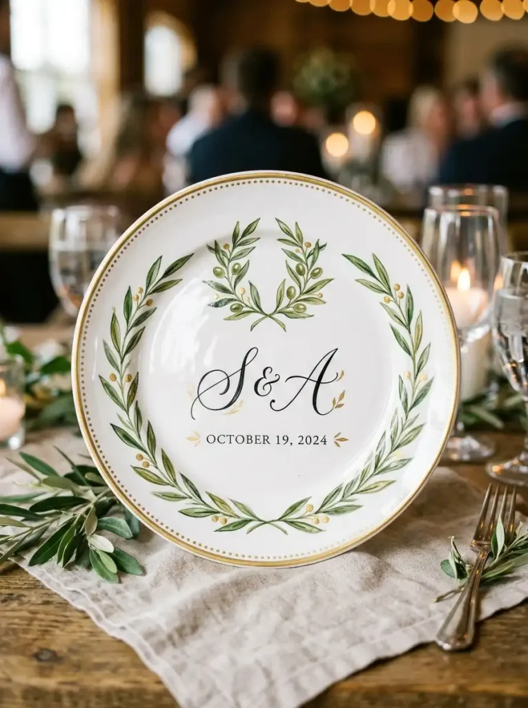 Monogrammed Couple’s Crest Keepsake Plate