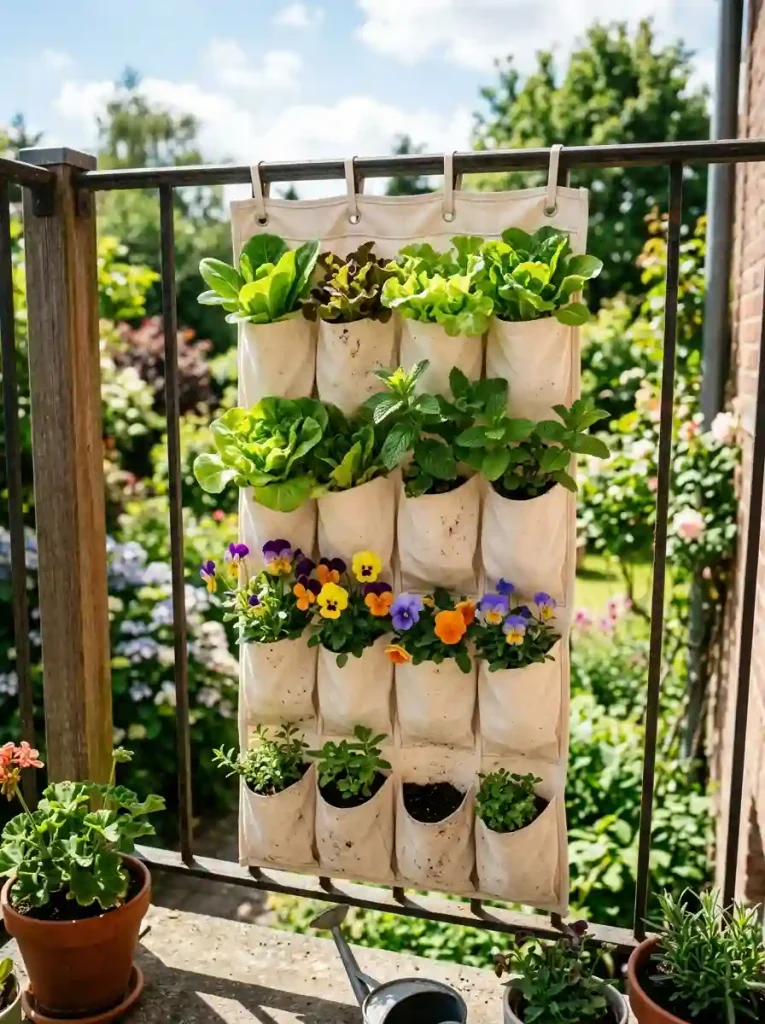 Repurposed Hanging Fabric Shoe Organizer
