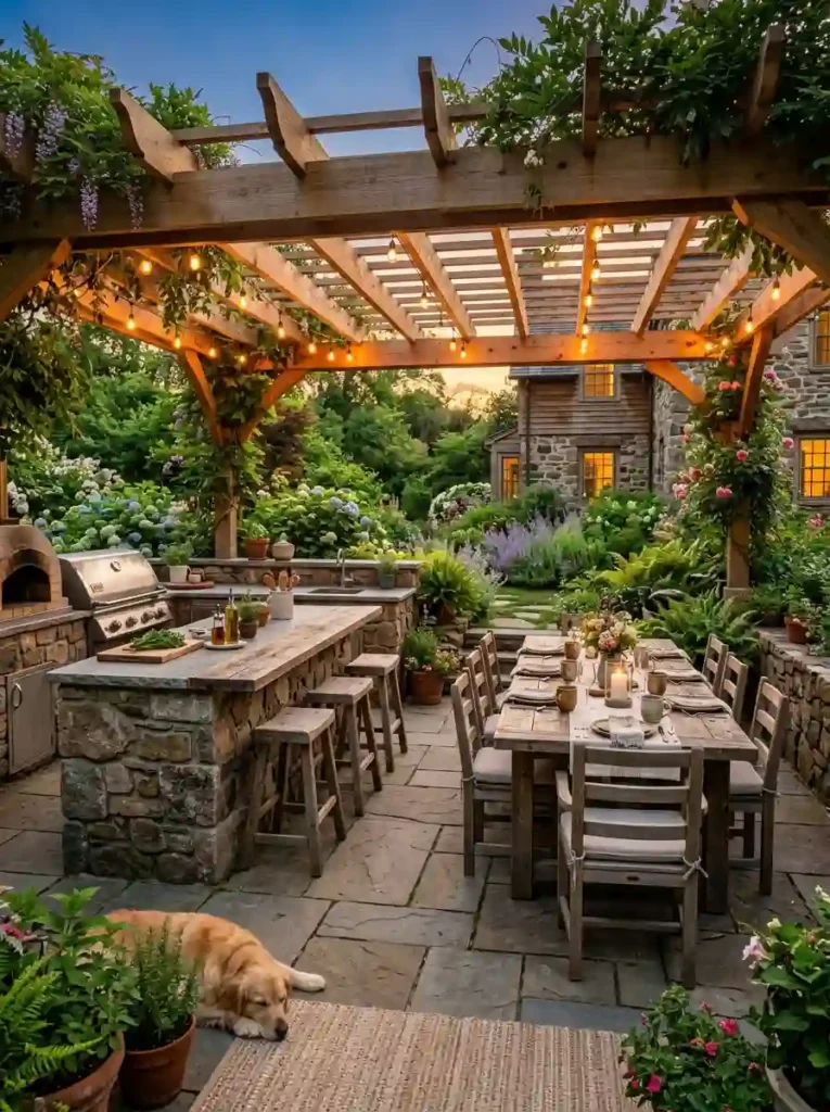 Rustic Stone Outdoor Kitchen