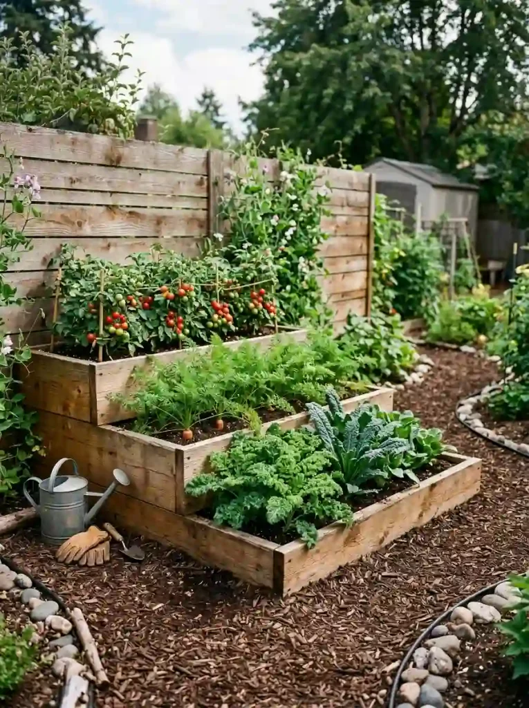 Tiered Wooden Raised Bed Step Layout