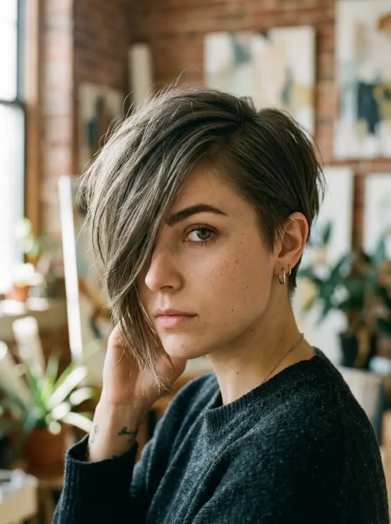 Disconnected Long Bangs Pixie