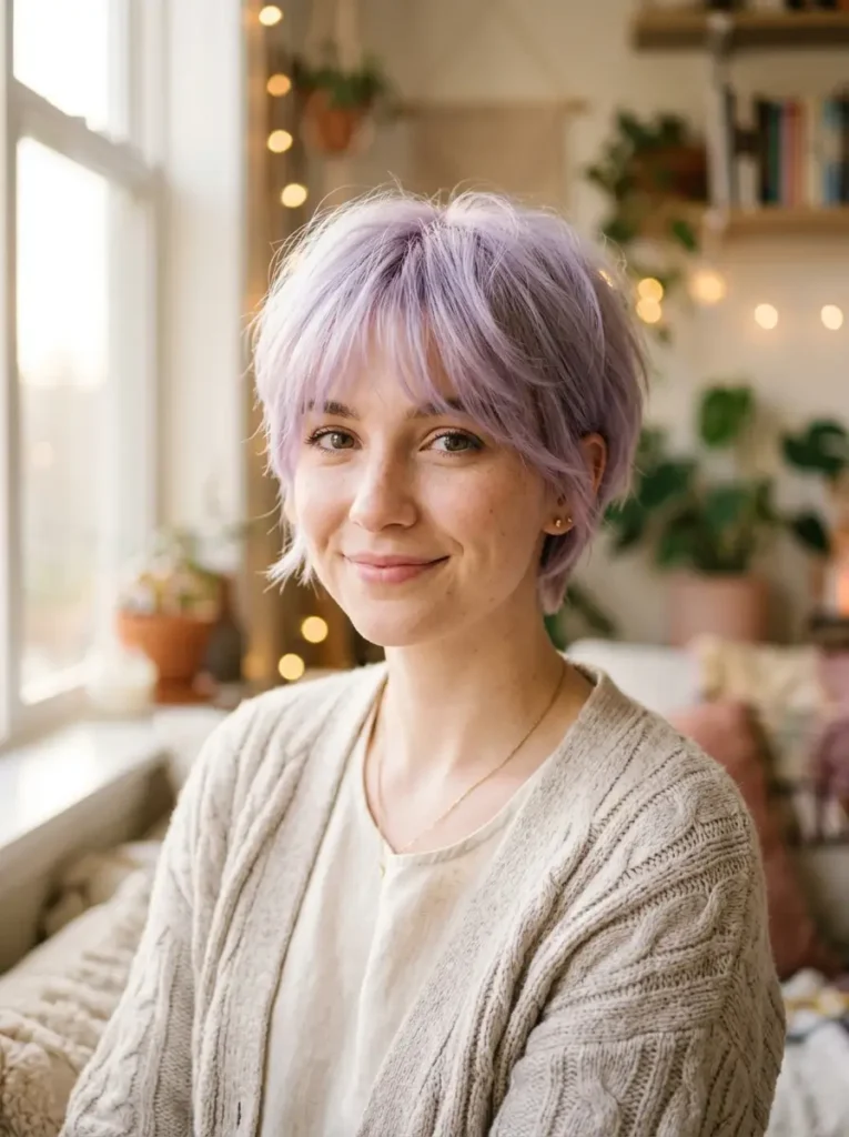  Wispy Pastel Lavender Long Pixie