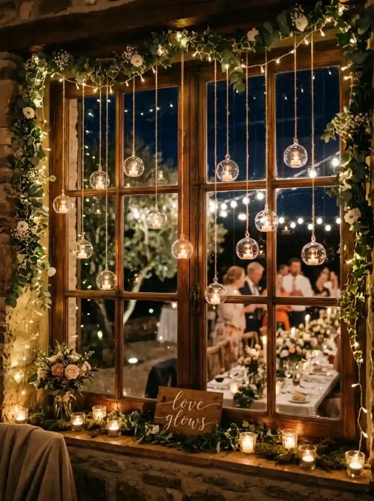 Hanging Glass Globe Votives & Fairy Lights