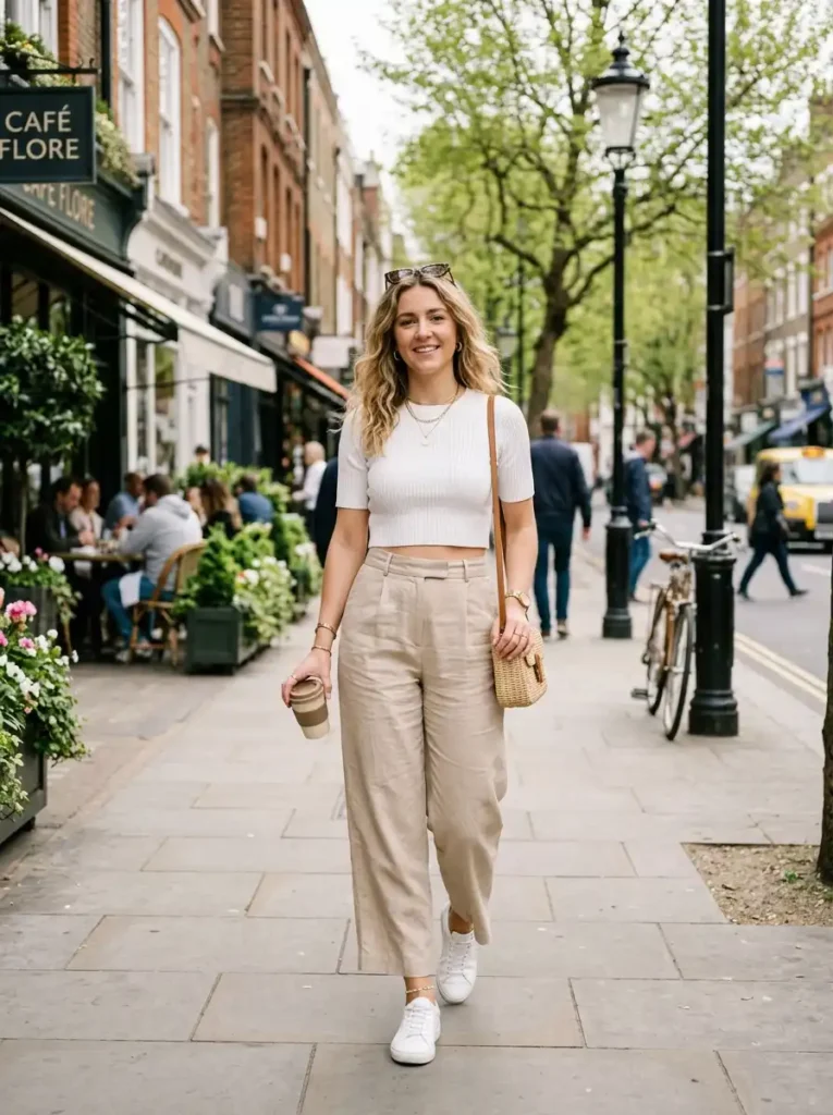  High-Waisted Wide-Leg Trousers