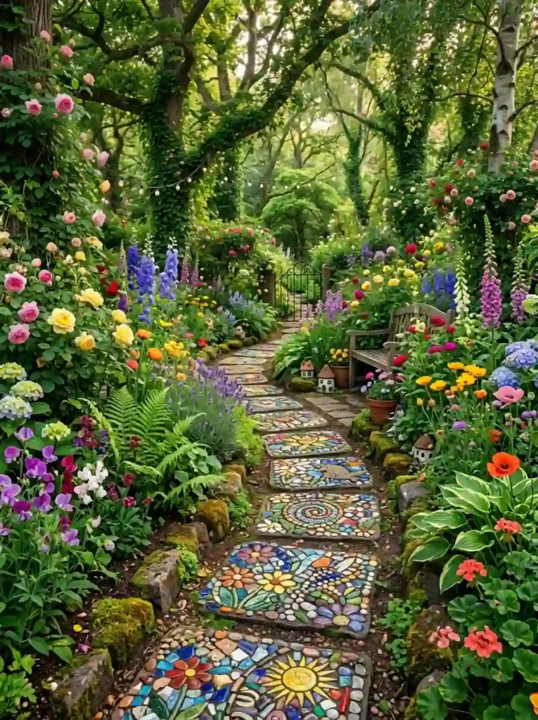 Add Colorful Mosaic Stepping Stones