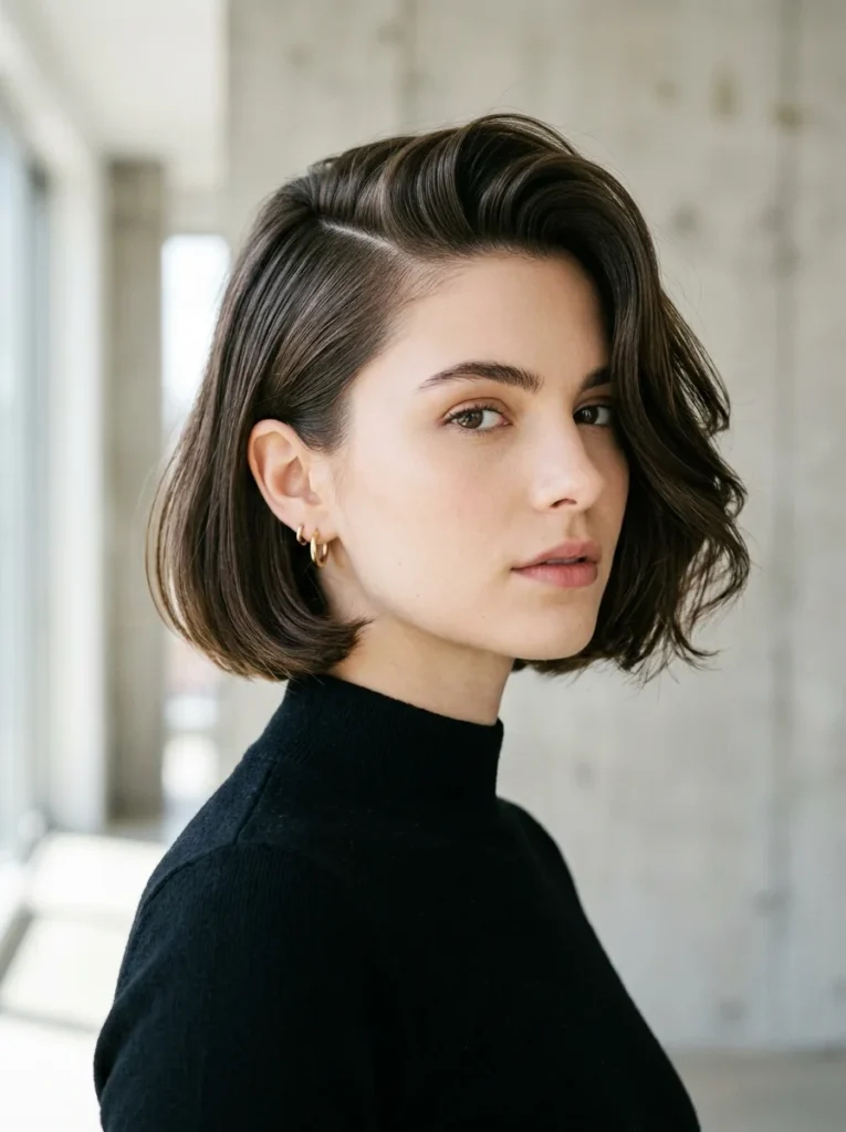 Deep Side-Parted Pageboy Cut 