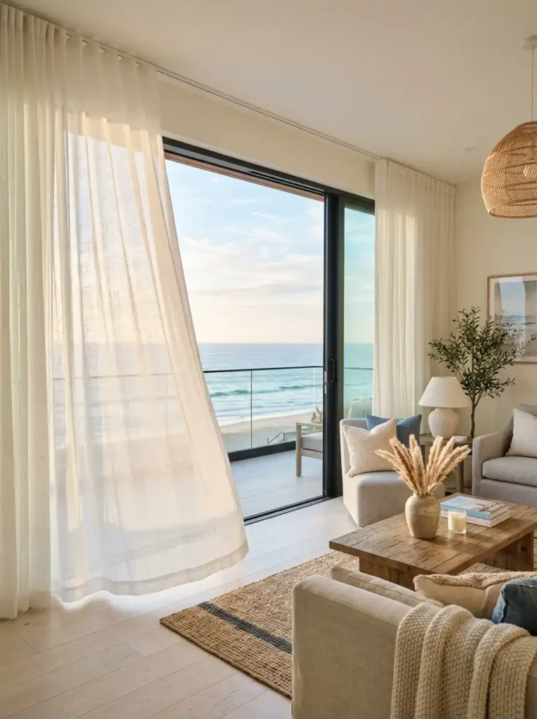 Floor-to-Ceiling Sheer Linen Drapery