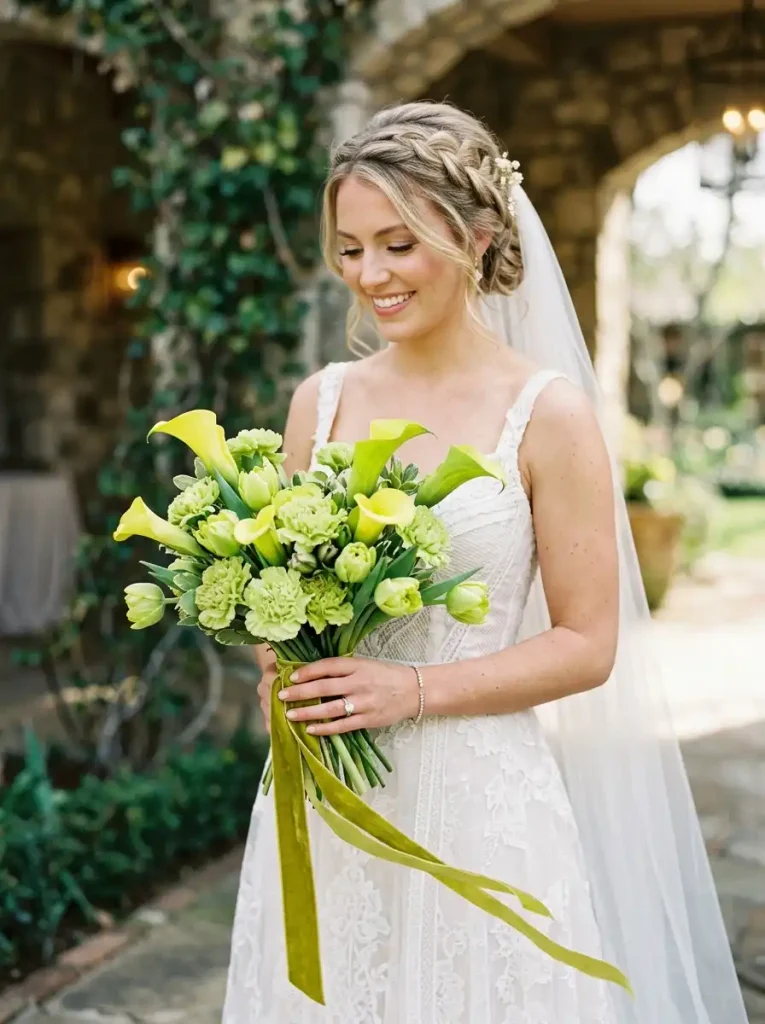  Monochromatic Chartreuse Bridal Bouquet