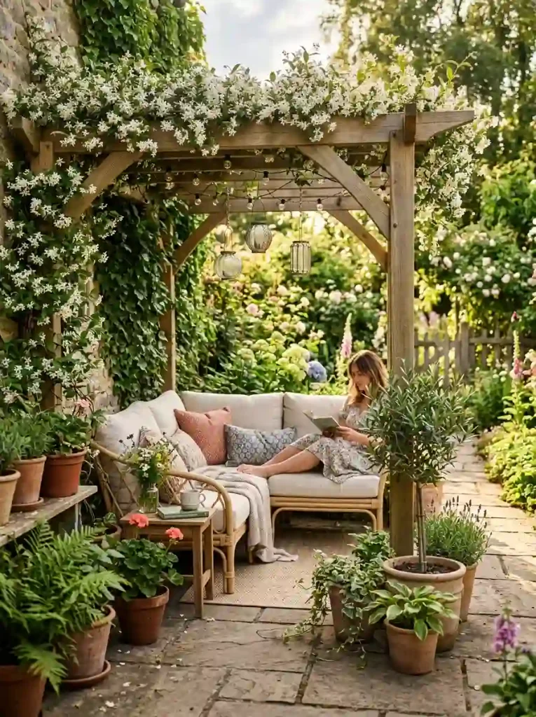  Pergola-Covered Cozy Nook