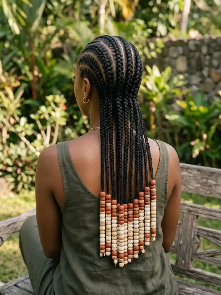  Tribal Feed-In Braids with Earth-Toned Stacked Beads