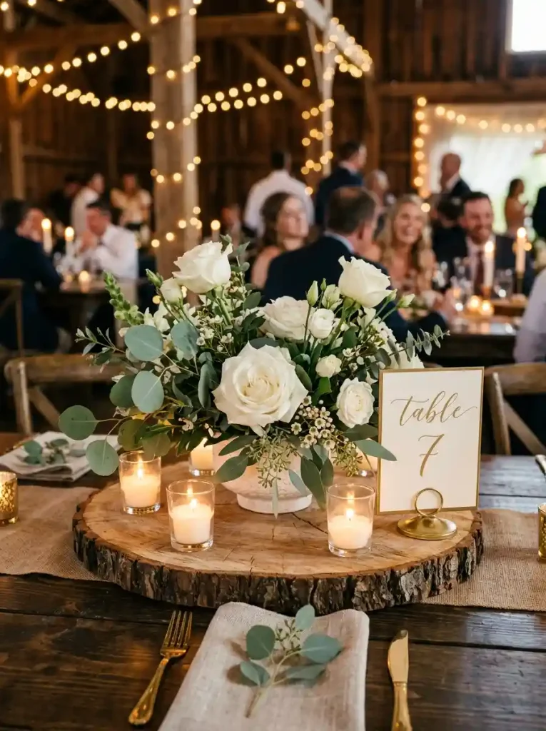  Wooden Slice Centerpieces