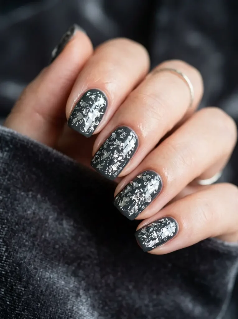 Charcoal & Silver Foil Shards