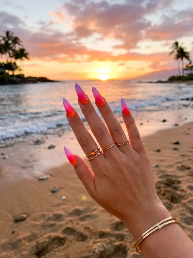 Sunset Gradient Ombre Nails