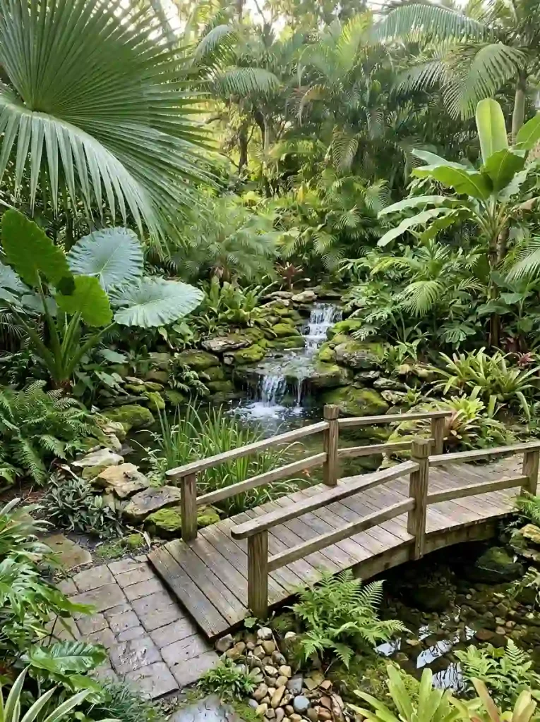 Tropical Garden with Water Feature