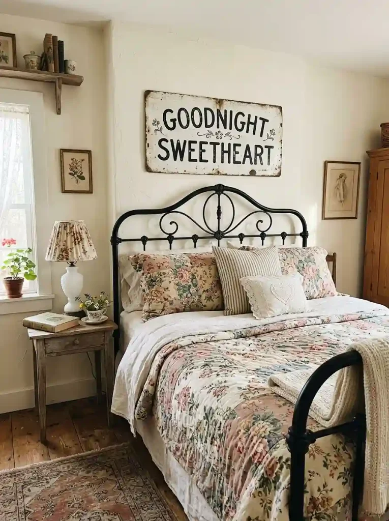 Vintage "Goodnight Sweetheart" Metal Plaque