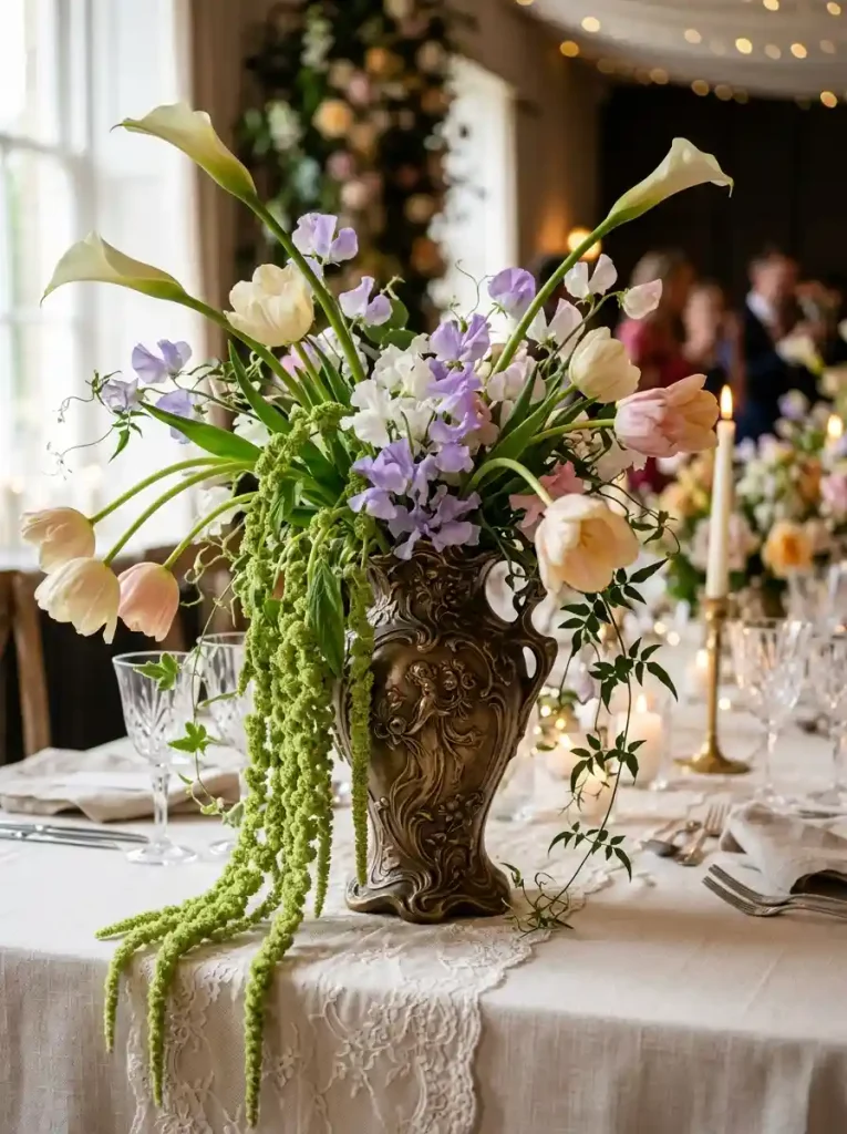 Cascading "Whiplash" Floral Arrangements