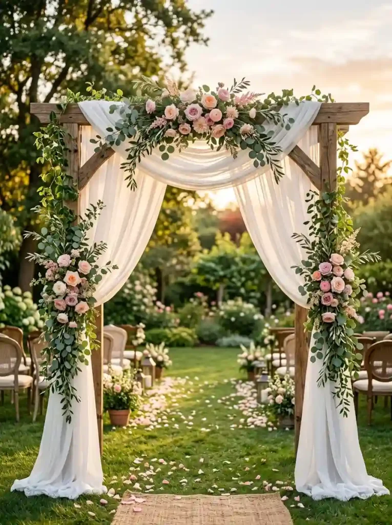  DIY Fabric Wedding Backdrop