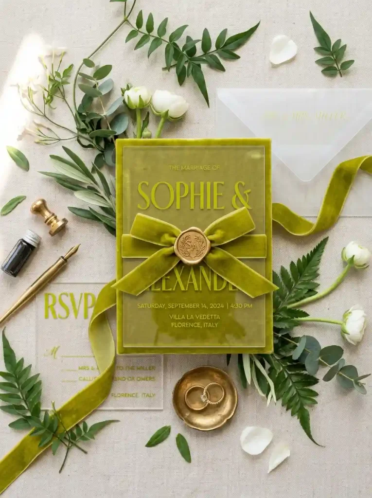 Modern Lucite & Chartreuse Stationery