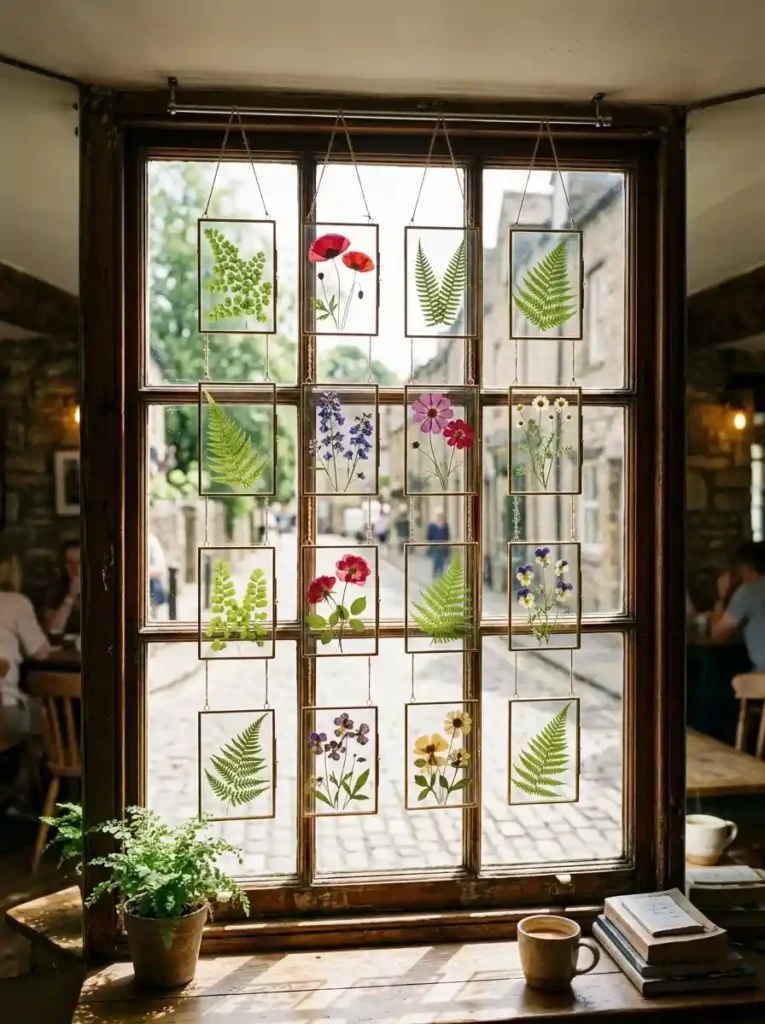Pressed Flower Glass Frame Hanging Grids