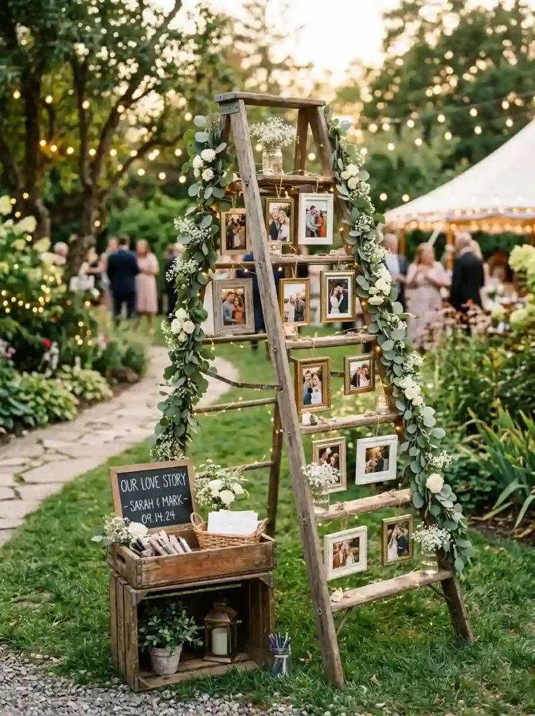 Vintage Ladder Photo Display