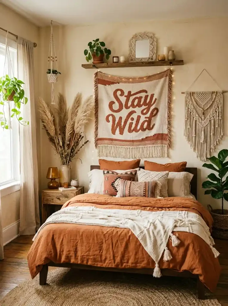 Bohemian "Stay Wild" Tapestry Art