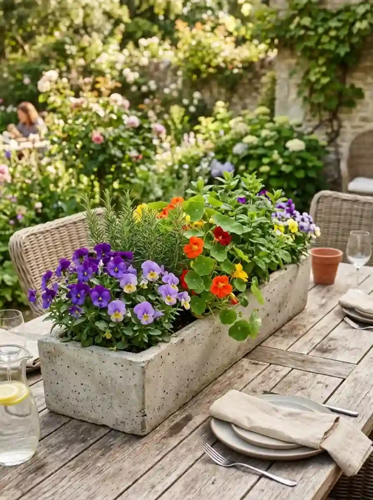 Concrete Trough Herb & Edible Flower Pots