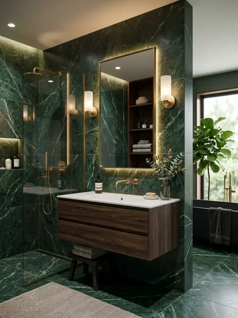 Dramatic Green Marble-Look Tile