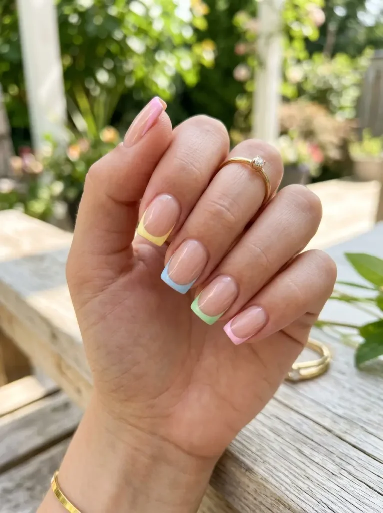 Pastel Rainbow French Tips