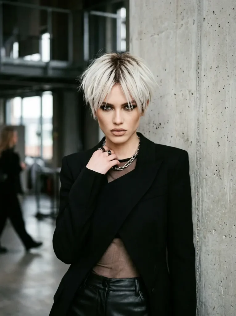 . Platinum Blonde Choppy Pixie Bob