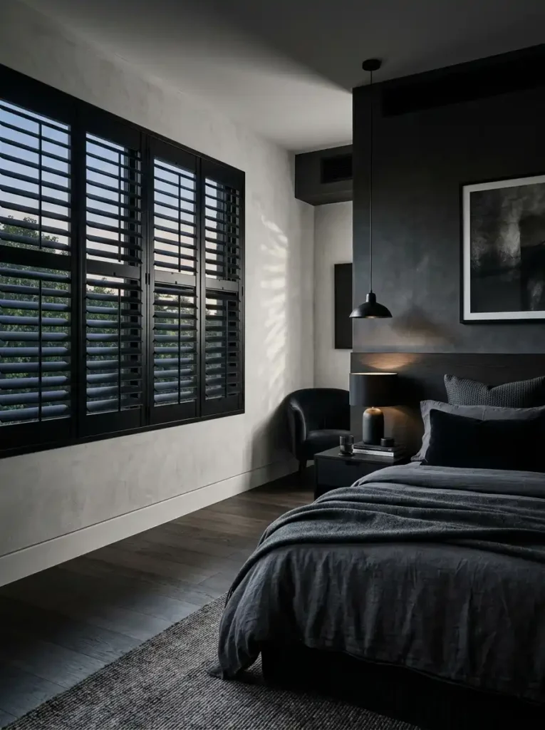  Bold Dark Charcoal & Black Accent Shutters