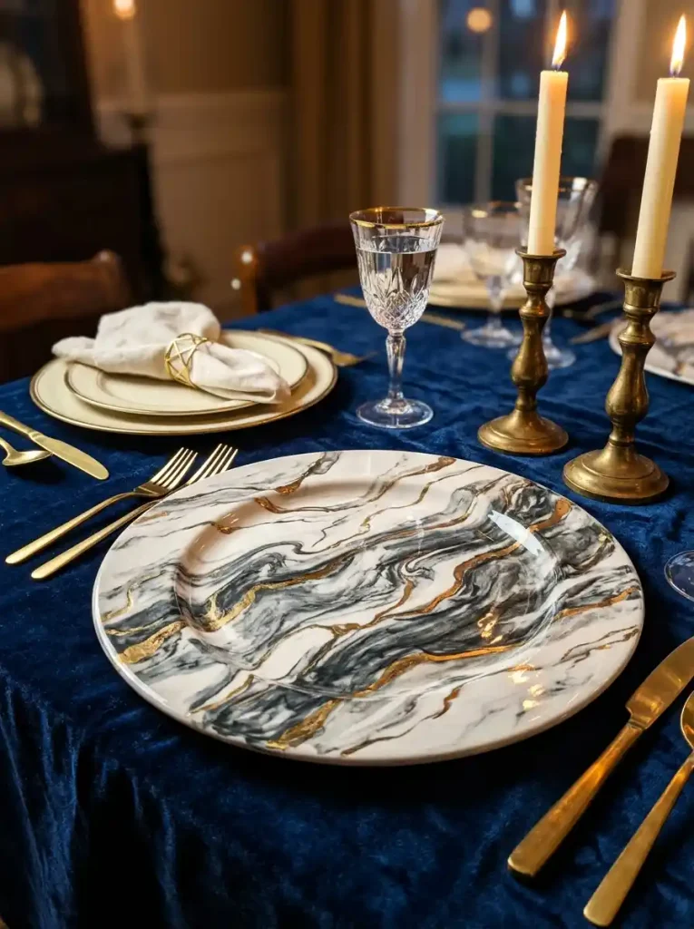Faux Marble Swirl Plates