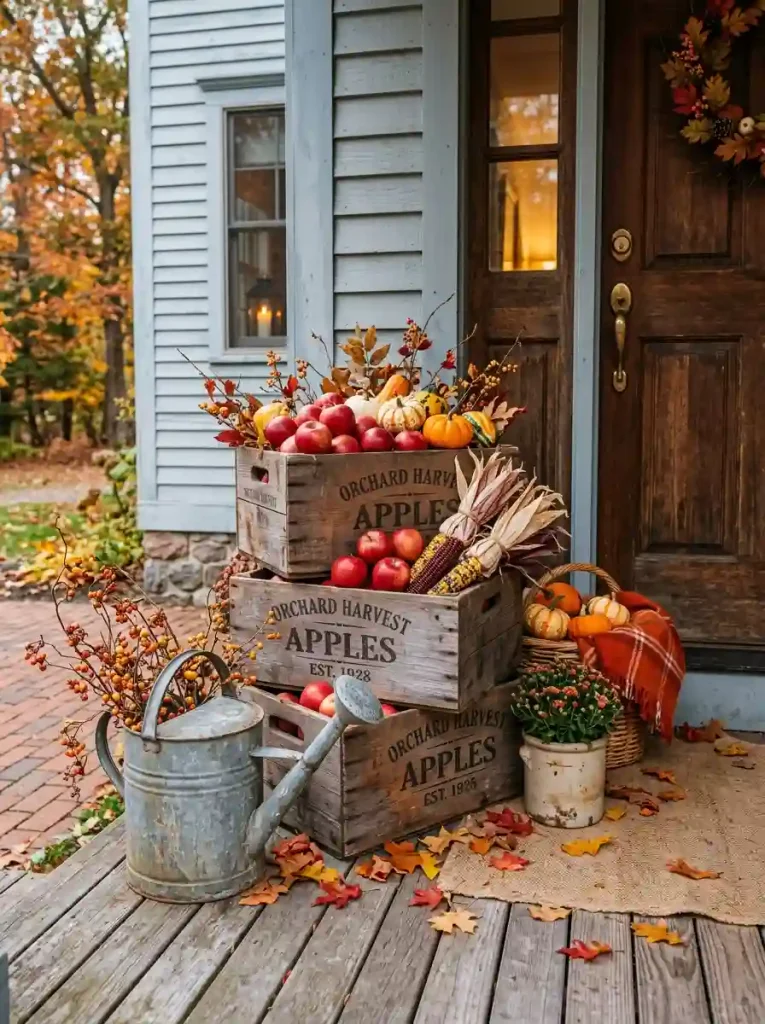 galvanized Apple Crate & Bushel Display