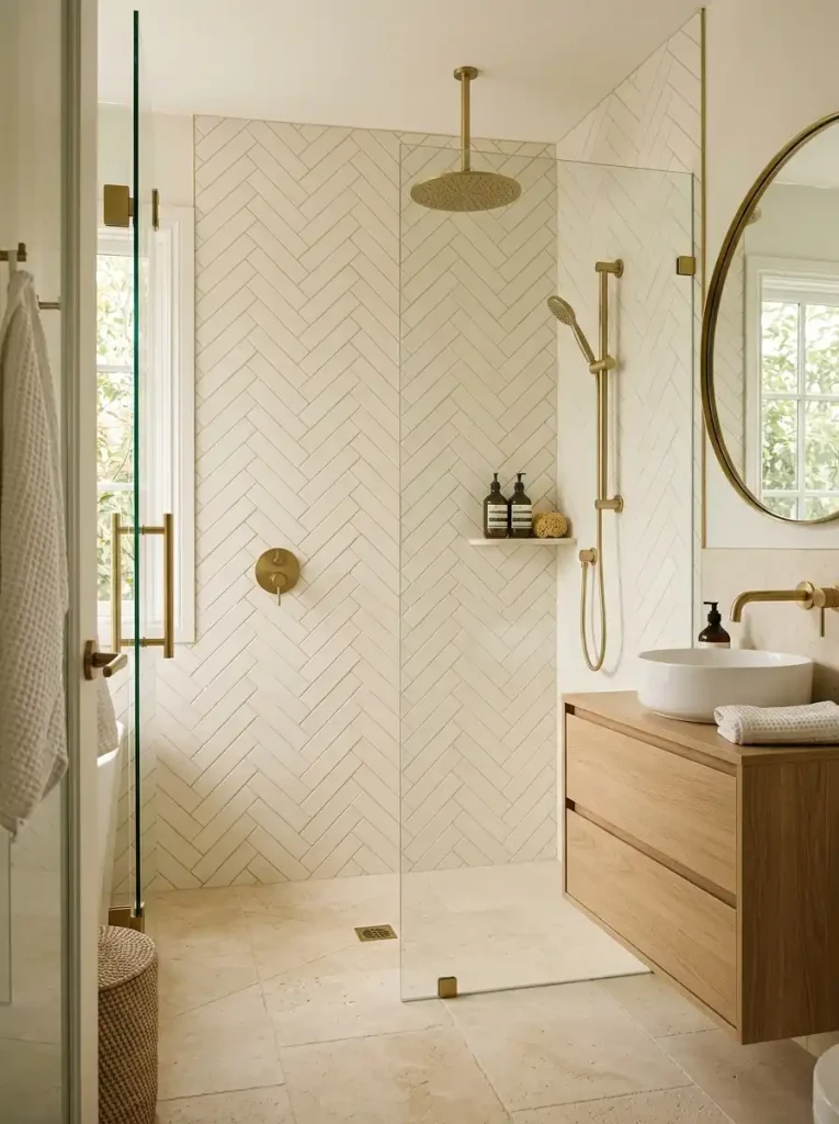 Herringbone Shower Tile